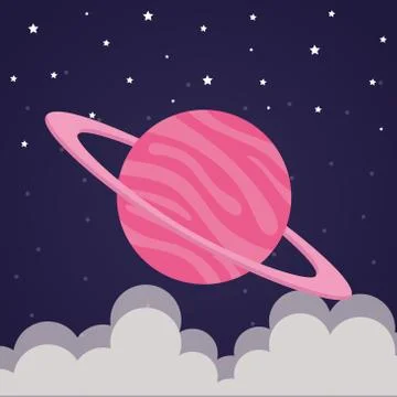 Space planet with clouds on starry background vector design Illustrazione stock