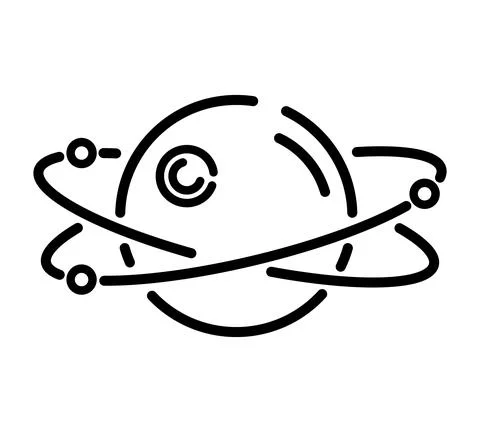Space planet flat icon. Outline pictogram for web. Line stroke. Isolated on w Stock Illustration