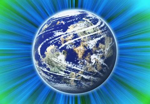 Space planet with nebula lights Stock Illustration