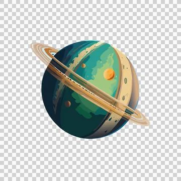 Space Planet With Rings In Square floating minimalist black Stock-Illustration