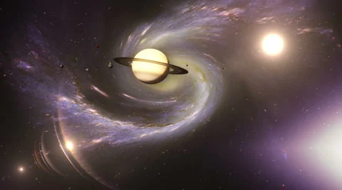Space to the planet Saturn 스톡 동영상 3603134