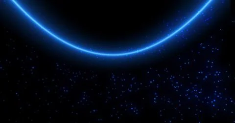 Space planet shadow background with star particles floating around in black.. Stock Illustration