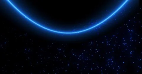 Space planet shadow background with star particles floating around in black.. Stock Illustration