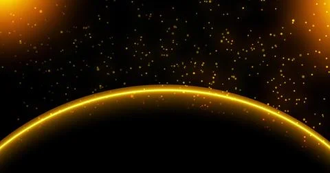 Space planet shadow background with star particles floating around in black.. Stock Illustration