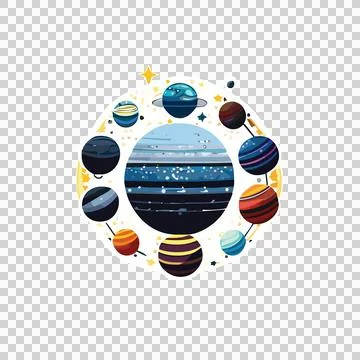 Space Planet With Star And Dot Silhouette Floating sphere Stock Illustration