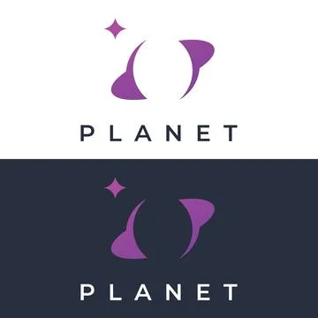 Space planet template logo vector design surrounded by rings or orbits. For.. Stock Illustration