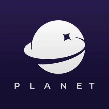 Space planet template logo vector design surrounded by rings or orbits. For.. Stock Illustration