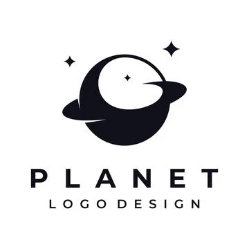 Space planet template logo vector design surrounded by rings or orbits. For.. Stock Illustration
