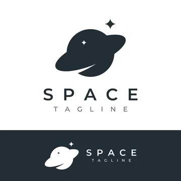 Space planet template logo vector design surrounded by rings or orbits. For.. 스톡 일러스트