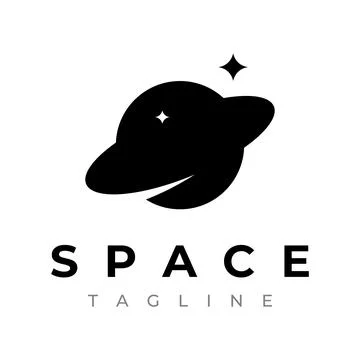 Space planet template logo vector design surrounded by rings or orbits. For.. Stock Illustration