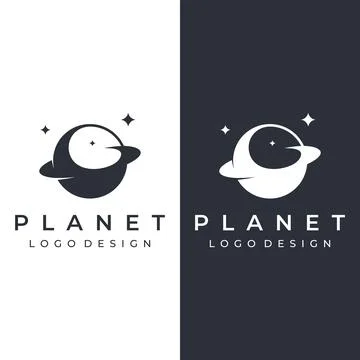 Space planet template logo vector design surrounded by rings or orbits. For.. Stock Illustration