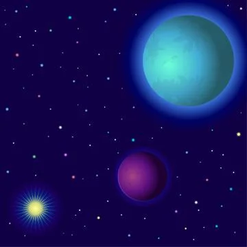 Space, planets and sun Stock Illustration