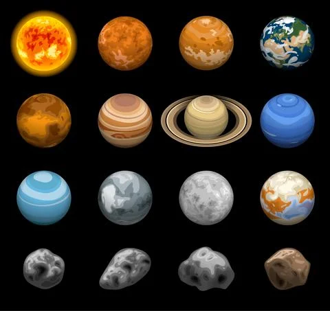 Space planets icon set, isometric style Stock Illustration