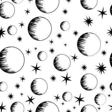 Space planets pattern Stock Illustration