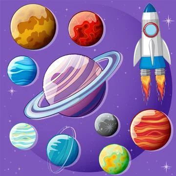 Space planets seamless pattern Stockillustratie