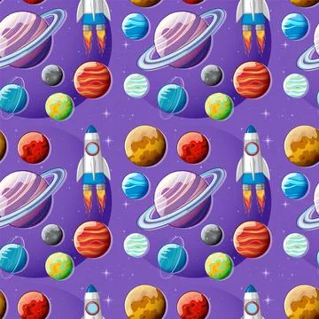 Space planets seamless pattern イラスト素材