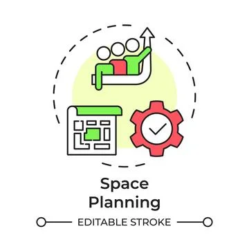 Space planning flat linear concept icon Ilustración de archivo