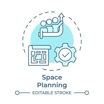 Space planning monochrome blue concept icon Ilustración de archivo