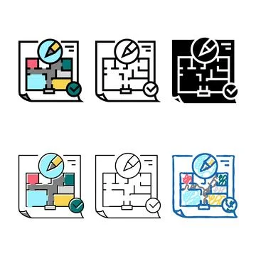 Space planning room interior color diversity icon vector Stock Illustration