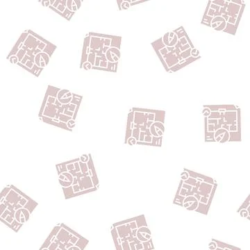 Space planning room interior glyph seamless pattern Stock Illustration