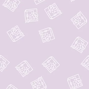 Space planning room interior line seamless pattern Stock Illustration