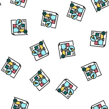 Space planning room interior vector seamless pattern Stockillustratie