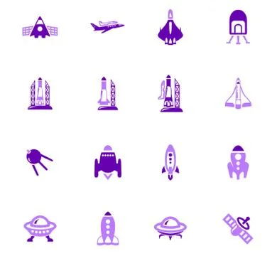 Space platform icons set Stock Illustration