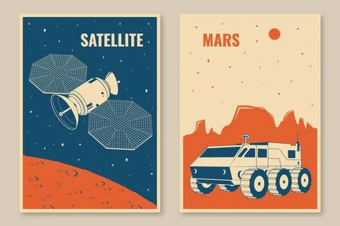 Space posters, banners, flyers. Vector Concept for shirt, print, stamp, overlay Stock Illustration