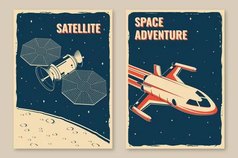Space posters, banners, flyers. Vector Concept for shirt, print, stamp, overlay Stock Illustration