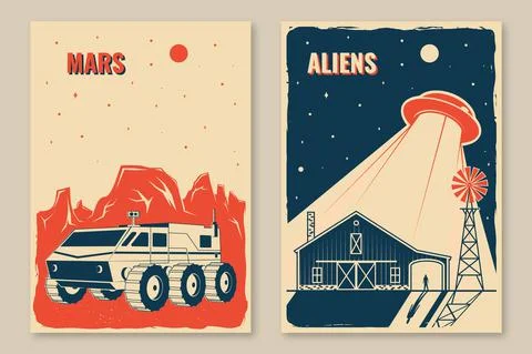 Space posters, banners, flyers. Vector Concept for shirt, print, stamp, overlay Illustrazione stock