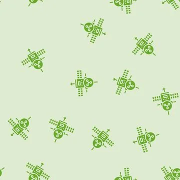 Space probe aeronautical engineer glyph seamless pattern Stock Illustration