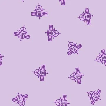Space probe aeronautical engineer line seamless pattern 스톡 일러스트