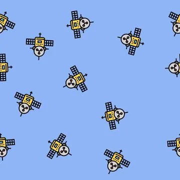 Space probe aeronautical engineer vector seamless pattern Stock Illustration