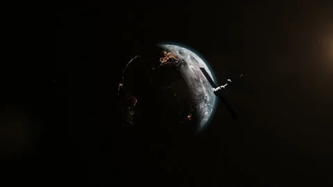 Space probe flying into deep space Stock Footage 187549468