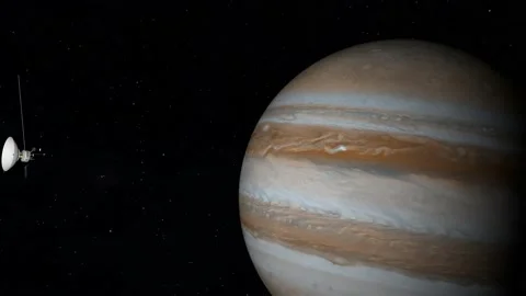 Space probe flying to Jupiter. Stock Footage 164776101