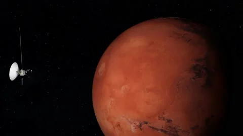 Space probe flying to Mars Stock Footage 164773079