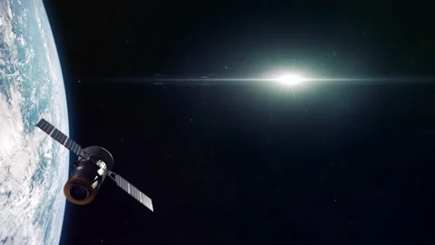 Space Probe Satellite in Orbit of Planet Earth 2 Stock Footage 158053767