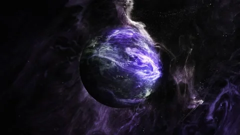 Space, purple planet and nebula Stock Footage