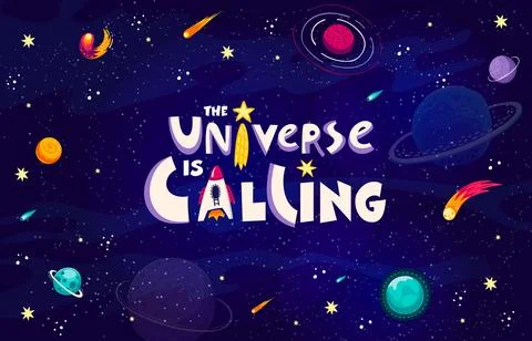Space quote, the universe is calling background Illustrazione stock