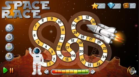 Space race board game Illustrazione stock