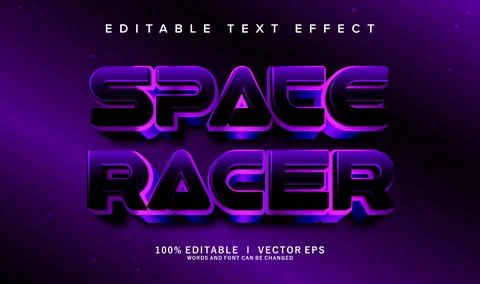Space racer 3d vector text effect with modern style design Stock Illustration