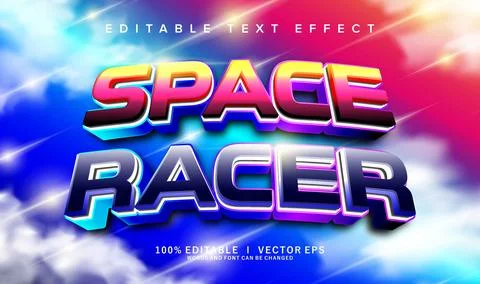 Space racer vector text effect with modern style design Stock Illustration