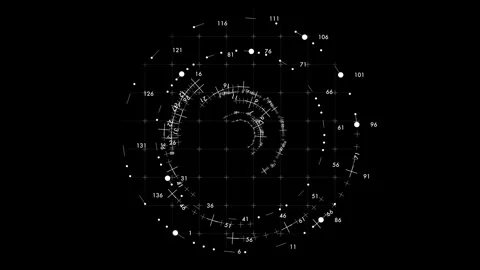 Space Radar Scanning Interface HUD Grid Loop for Quantum Computing Research Stock Footage 337762931
