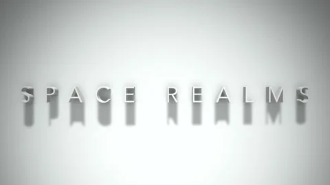 Space realms 3D title animation with shadows on a white background Stock Footage 297855941