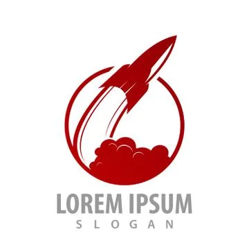 Space red rocket launch concept design. Symbol graphic template element vecto Illustrazione stock