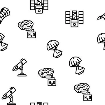 Space Researchment Equipment Vector Seamless Pattern 스톡 일러스트