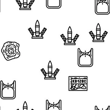 Space Researchment Equipment Vector Seamless Pattern 스톡 일러스트