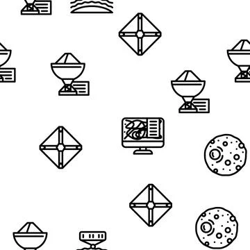 Space Researchment Equipment Vector Seamless Pattern イラスト素材