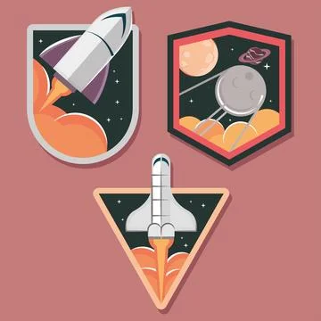Space retro badges Stock Illustration