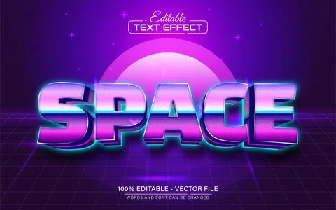 Space retro style text effect editable Illustrazione stock